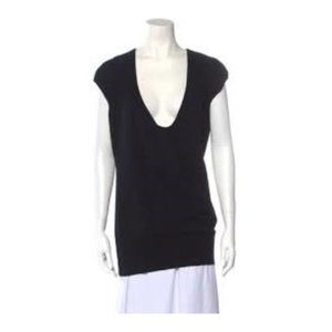 XHILARATION Black Fine Knit Deep V-neck Short Sleeve Sweater | Size S